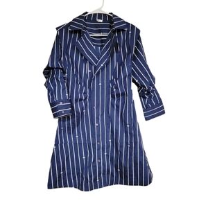 10 Crosby Derek Lam Navy & White Vertical-Stripe Long Sleeve Shirt Dress